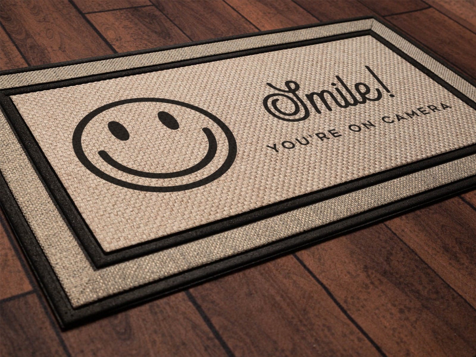 Smile You're On Camera Doormat - home security camera wedding housewarming gift simple modern trendy - Image 4